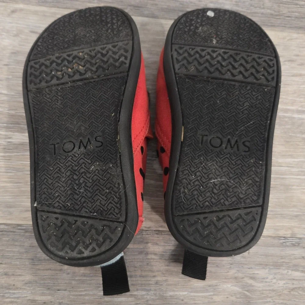 Toms Alpargata Flats Toddler US 8‎ Lava Red Ladybug Print Casual Shoes